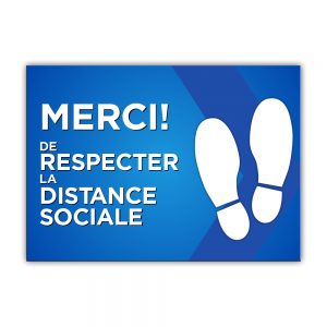 Merci Respecter Distance Collant plancher 14x10 - Bleu | Boutique Lettra Trim