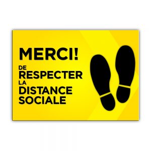 Merci Respecter Distance Collant plancher 14x10 - Jaune | Boutique Lettra Trim