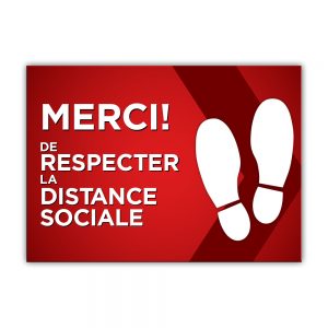 Merci Respecter Distance Collant plancher 14x10 - Rouge | Boutique Lettra Trim