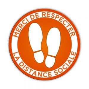 Merci Respecter Distance Collant plancher Rond 17x17 - Orange | Boutique Lettra Trim