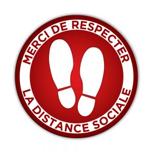 Merci Respecter Distance Collant plancher Rond 17x17 - Rouge | Boutique Lettra Trim
