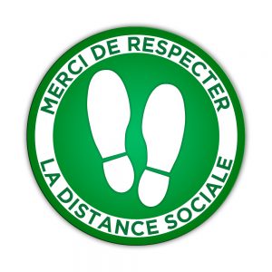 Merci Respecter Distance Collant plancher Rond 17x17 - Vert | Boutique Lettra Trim