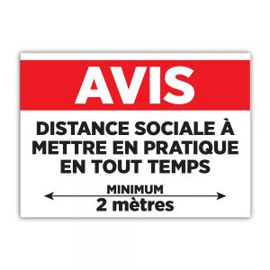 Affiche Avis Distance Sociale En Tout Temps - 14x10 | Boutique Lettra Trim