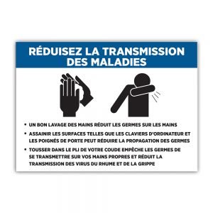 Affiche Avis Reduisez Transmission Maladies - 14x10 | Boutique Lettra Trim